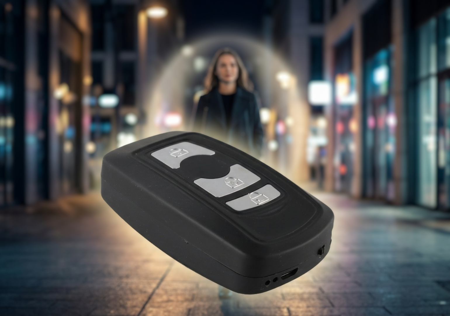 Clé Anti-Agression électrique (Lampe, Électrochoc, Alarme)