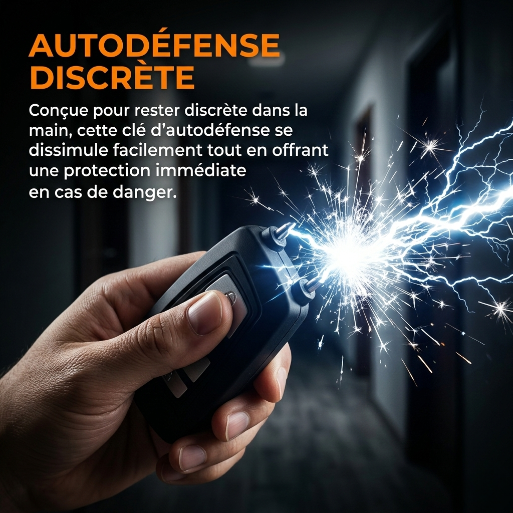 Clé Anti-Agression électrique (Lampe, Électrochoc, Alarme)